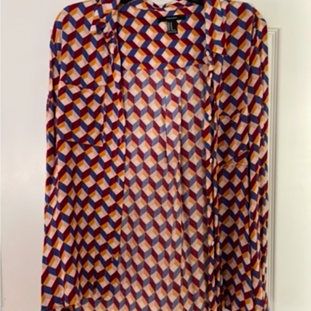 Forever 21 Geometric Button Down Shirt